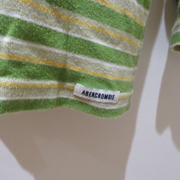 VINTAGE ABERCROMBIE & FITCH Striped V Neck Cotton Tee Top 90s Y2K Friends Size L - Picture 7 of 14